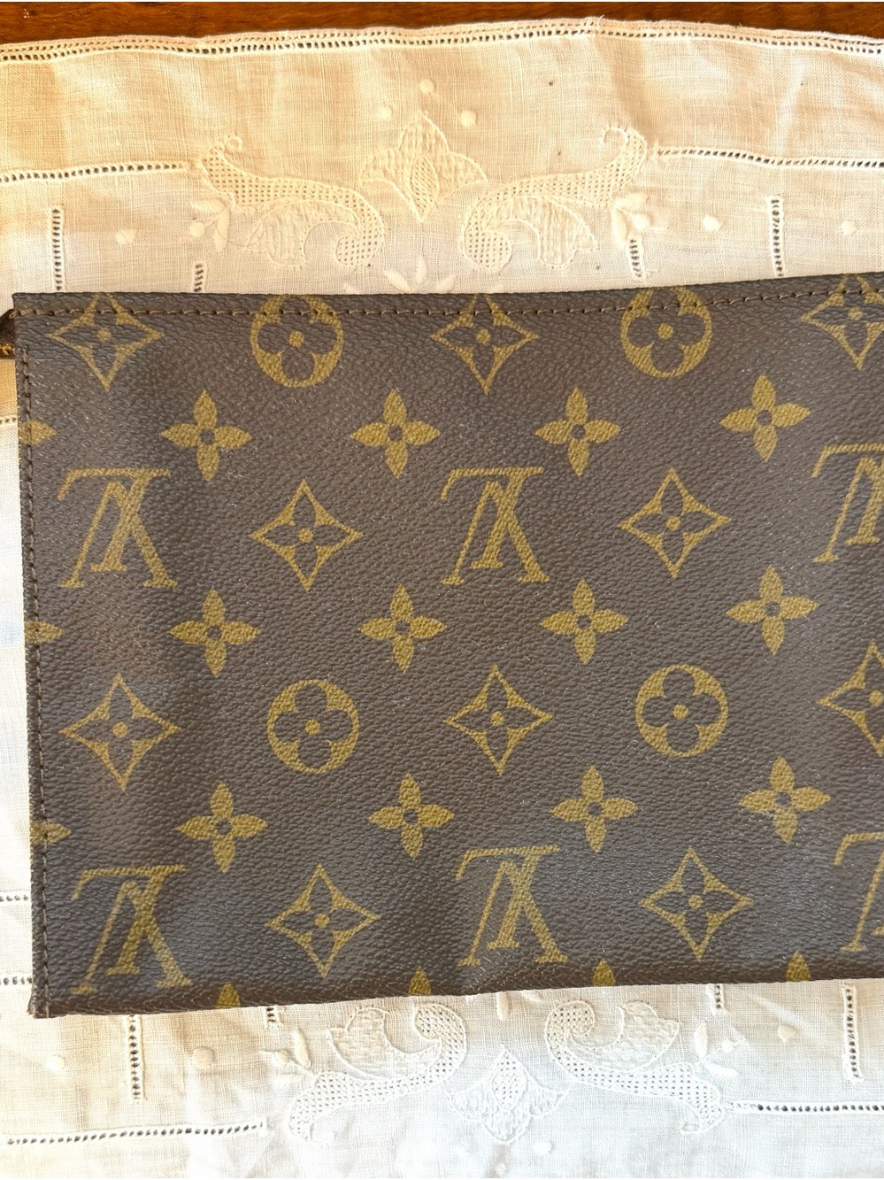 Authentic Louis Vuitton Monogram Pouch Vintage 7.5” x 6” zipper needs attaching